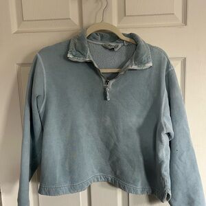 Eddie Bauer Light Blue Quarter-Zip Sweatshirt - Size XS (Gently Worn)